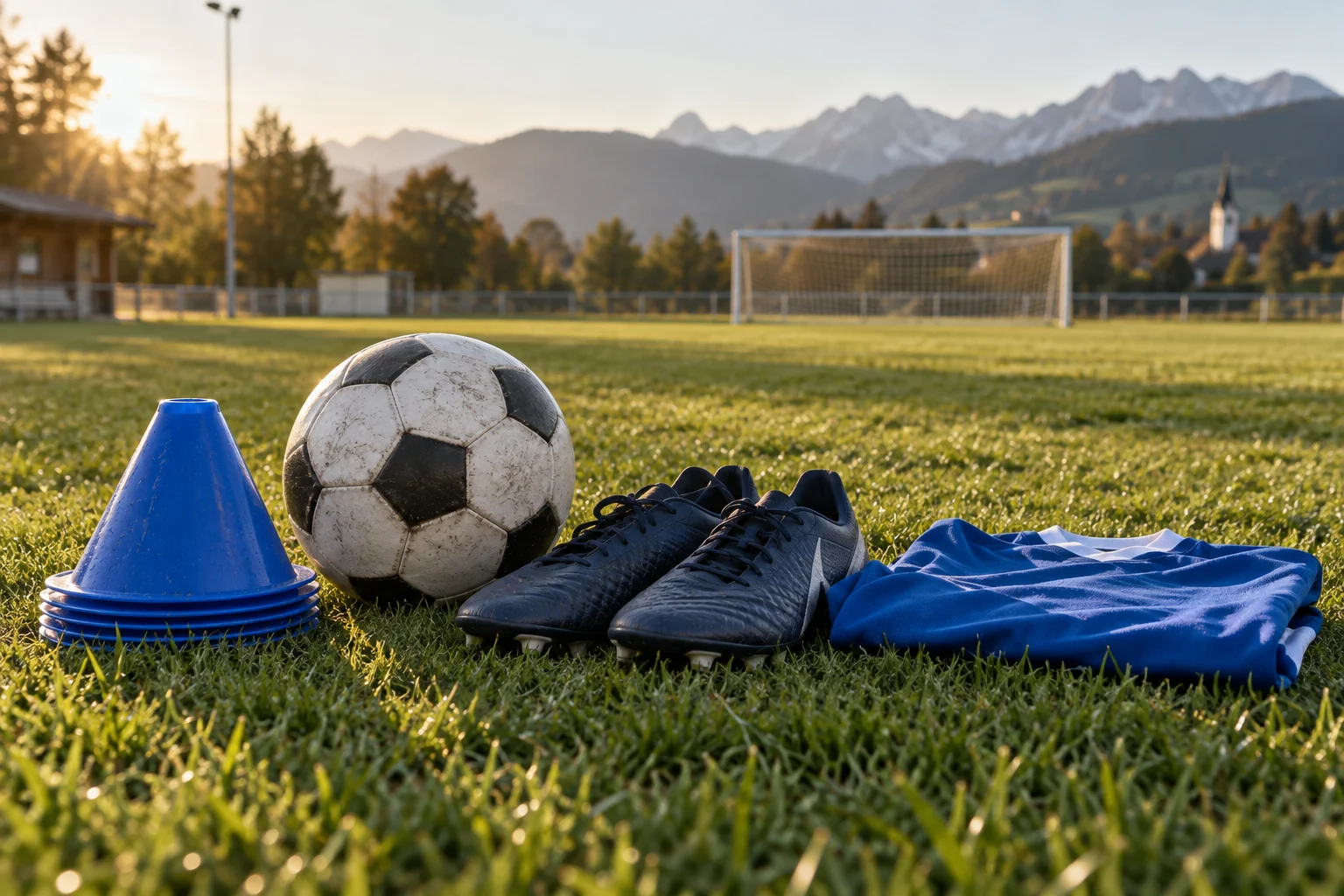KI-Muster: Trainingsausrüstung auf dem Fußballplatz