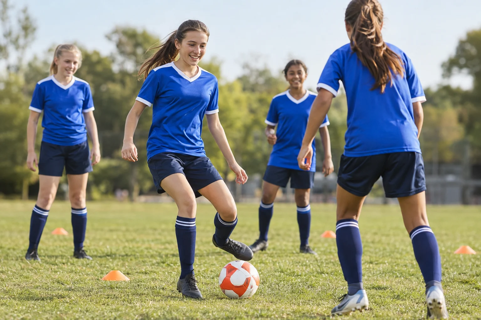 KI-Muster: Mädchen beim Fußballtraining